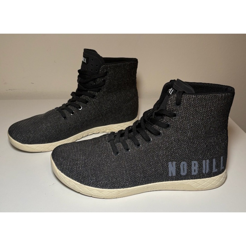 NOBULL Men's High-Top Trainer Black Heather Off White | Size 12 - Picture 7 of 11